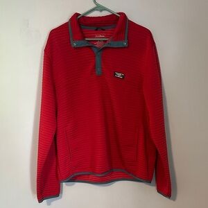 L.L. Bean Red Quarter-Button Pullover